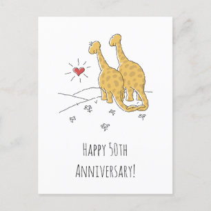 50-årsjubiléet Lycklig Cute Dinosaurs Card Vykort