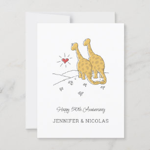 50-årsjubiléet Lycklig Cute Dinosaurs Card Vykort