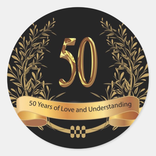 50-årsjubiléet lycklig runt klistermärke (Framsida)