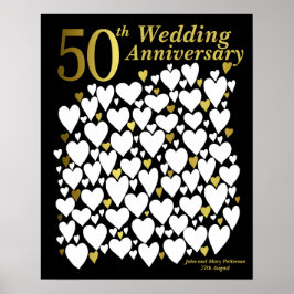 50-årsjubiléet Party Guest Bok - Bröllop Gift Poster