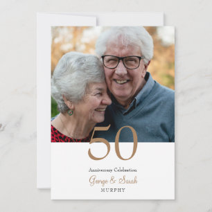 50-årsjubiléet Party Guld & White Inbjudningar