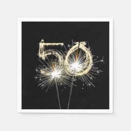 50-årsjubiléet Party Sparklers on Black Pappersservett