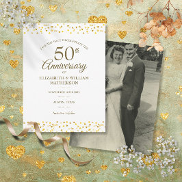 50-årsjubiléet Photo Golden Hearts Spara datumet Meddelande Vykort