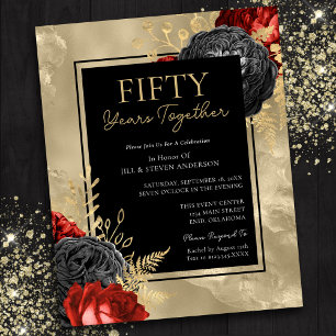 50-årsjubiléet Red Black Guld Blommigt
