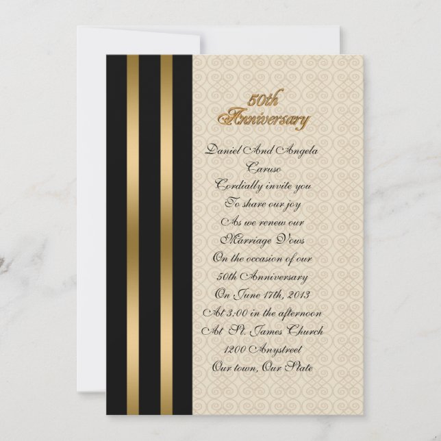 50-årsjubiléets elegant för inbjudan (Framsida)
