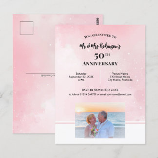 50-årsjubileum Anpassad Fotografi Stjärnig Rosa Vykort