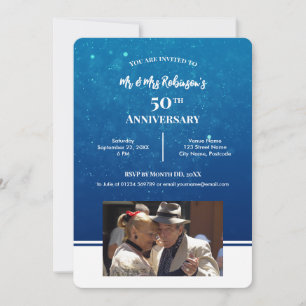 50-årsjubileum Anpassningsbar Fotografi Mörk blått Inbjudningar