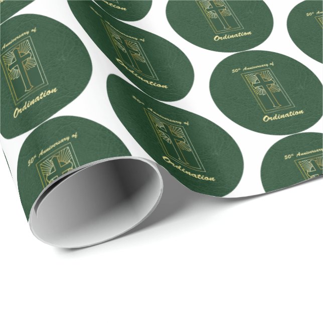 50-årsjubileum av Grönt Leather-utseende Presentpapper (Rullad Hörn)