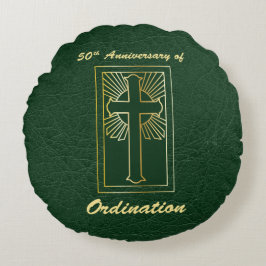 50-årsjubileum av Grönt Leather-utseende Rund Kudde