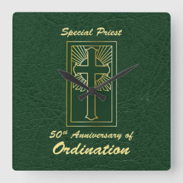 50-årsjubileum av Ordination Leather-utseende Fyrkantig Klocka