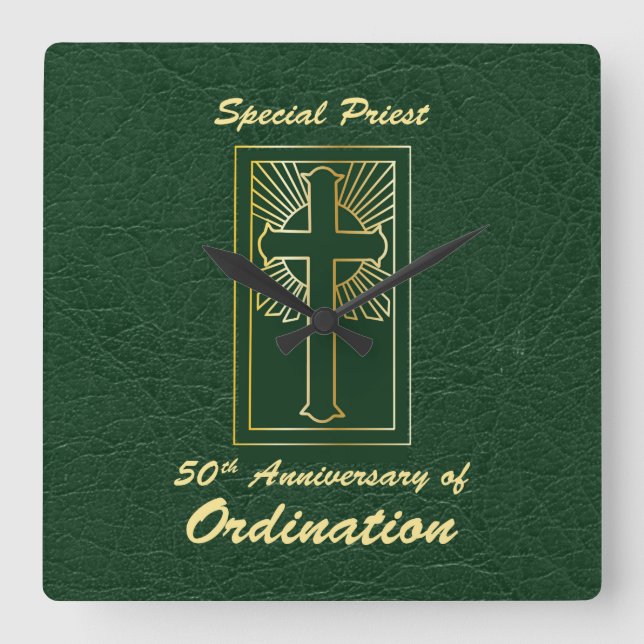 50-årsjubileum av Ordination Leather-utseende Fyrkantig Klocka (Framsida)
