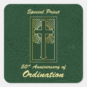 50-årsjubileum av Ordination Leather-utseende Fyrkantigt Klistermärke