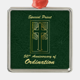 50-årsjubileum av Ordination Leather-utseende Julgransprydnad Metall