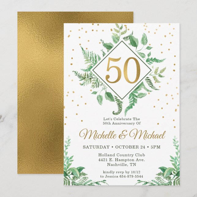 50-årsjubileum botaniskt inbjudningar (Fram/baksida)