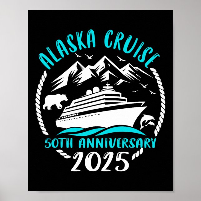 50-årsjubileum Bröllop Alaska Kryssning 2025 Par Poster (Framsidan)