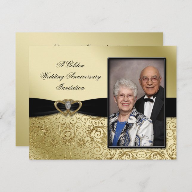 50-årsjubileum Bröllopsfoto 4.25x5.5 Inbjudan (Fram/baksida)