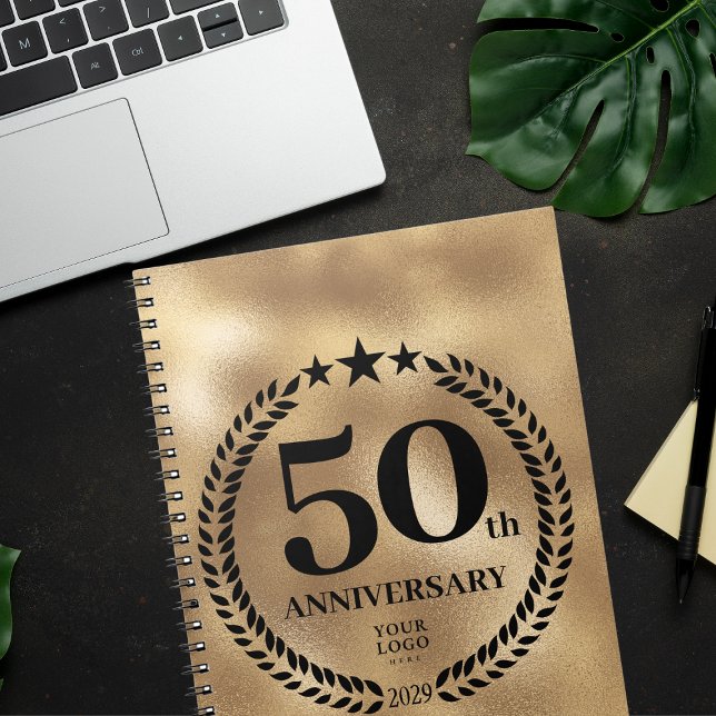 50-årsjubileum Business Logotyp Guld Anteckningsbok (50th Anniversary Business Logo Gold Notebook
)