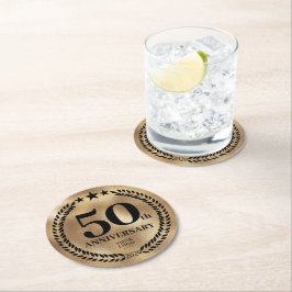 50-årsjubileum Business Logotyp Guld Underlägg Papper Rund