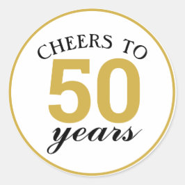50-årsjubileum Cheers till 50 år Guld Runt Klistermärke