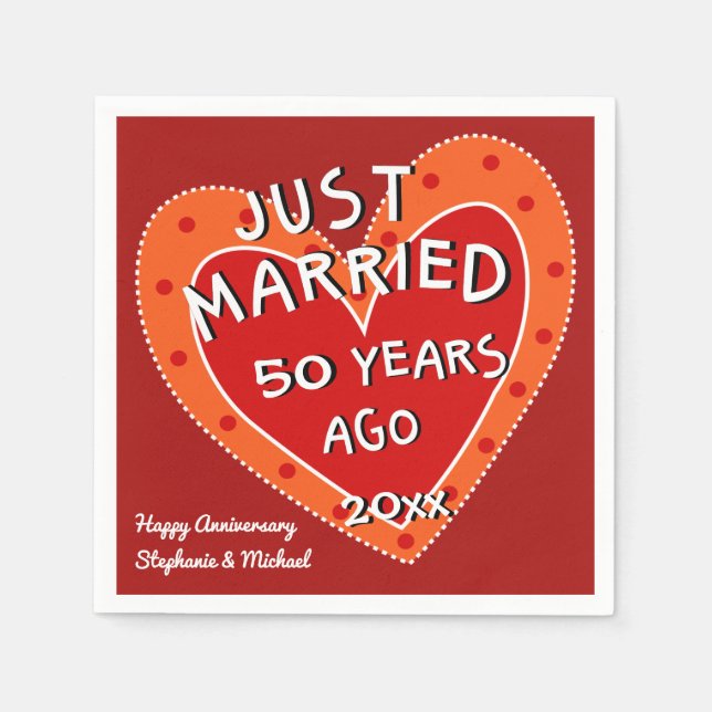 50-årsjubileum eller valfritt år Roligt Red Heart  Pappersservett (Framsidan)