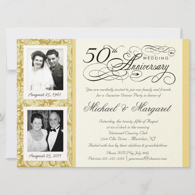 50-årsjubileum Fancy 2 Foto Inbjudan - Stor (Framsida)