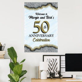 50-årsjubileum Faux Glitter Välkomstecken Poster