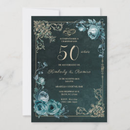 50-årsjubileum Floral Vintage Inbjudningar