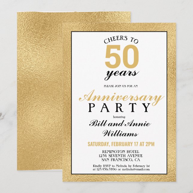 50-årsjubileum för bröllop Åh 50 år firande Inbjudningar (Fram/baksida)