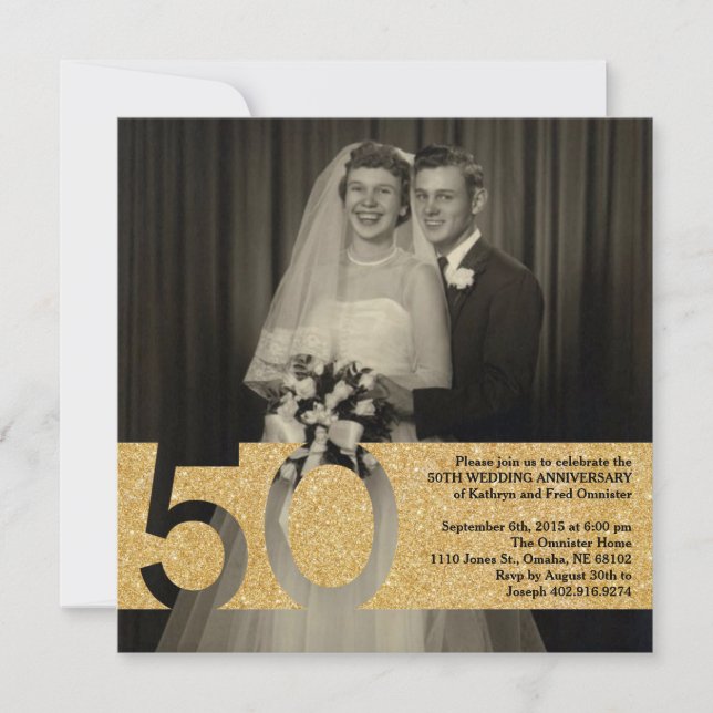 50-årsjubileum för bröllop inbjudan 5.25 x 5.25 (Framsida)
