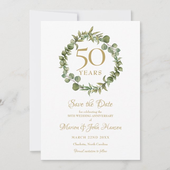 50-årsjubileum för bröllop Save the Date -girlang  Inbjudningar (Framsida)