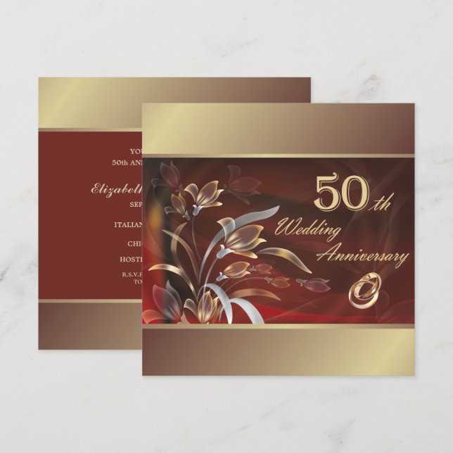50-årsjubileum för bröllopsfest  inbjudningar (Fram/baksida)
