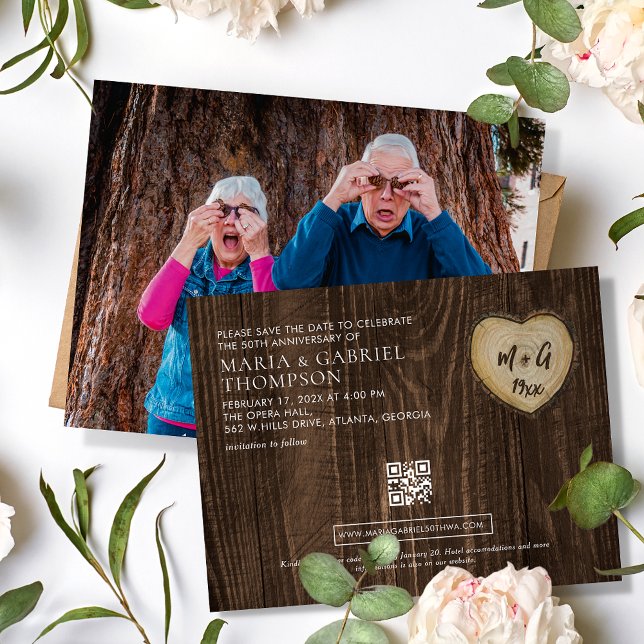 50-årsjubileum för bröllopsfotografi Spara datumet Meddelande Vykort (Skapare uppladdad)