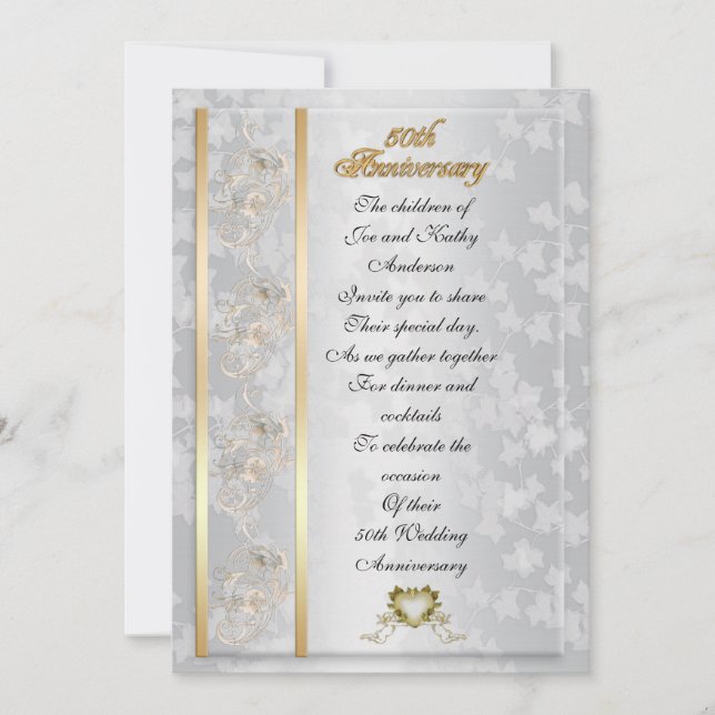 50-årsjubileum för föräldrars inbjudan (Framsida)
