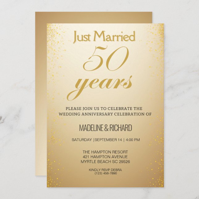 50-årsjubileum för Golden Anniversary Celebration Inbjudningar (Fram/baksida)