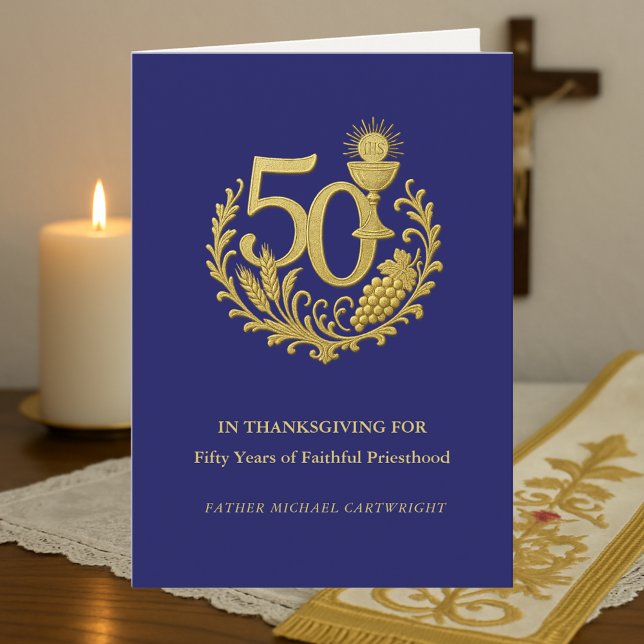 50-årsjubileum för prästvigning Guld Kort (Skapare uppladdad)