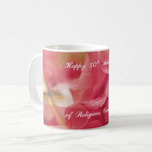 50-årsjubileum för religiös vigningros kaffemugg (Framsida vänster)