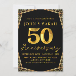 50-årsjubileum för svarta och guld inbjudningar