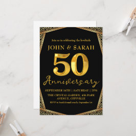 50-årsjubileum för svarta och guld inbjudningar