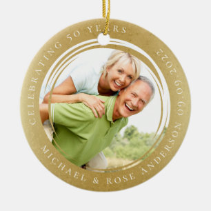 50-årsjubileum Foto Gold Foil Julgransprydnad Keramik