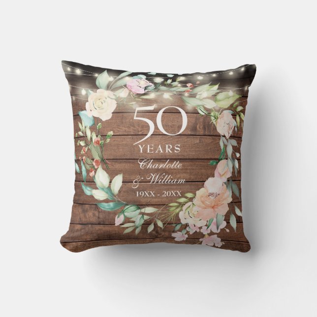 50-årsjubileum Foto Rustika Ljuslyktor med Blommot Kudde (Framsida)