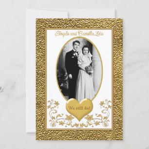 50-årsjubileum, Gold Heart Invitation 2 - Vit Inbjudningar