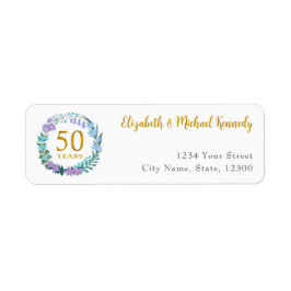 50-årsjubileum Golden Blommigt-Adressetiketter Returadress Etikett