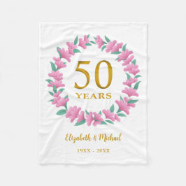 50-årsjubileum Golden Blommigt Rosa Wandan Fleecefilt