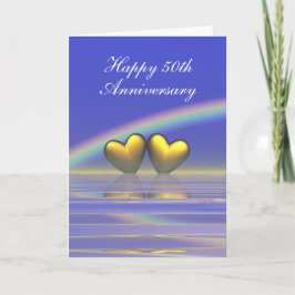 50-årsjubileum Golden Hearts (Tall) Kort