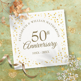 50-årsjubileum Golden Love Hearts Konfetti Pappersservett