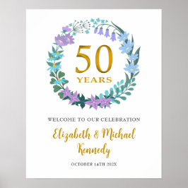50-årsjubileum Golden Welcome Blommigt Wandeann Si Poster