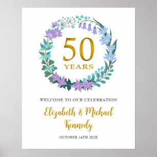 50-årsjubileum Golden Welcome Blommigt Wandeann Si Poster