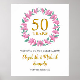 50-årsjubileum Golden Welcome Rosa Blommigt WAN Poster