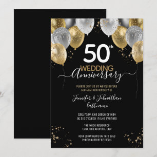 50-årsjubileum Guld Ballonger Inbjudningar