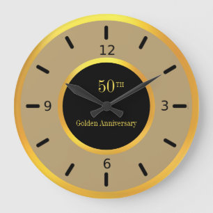 50-årsjubileum Guld Black & Beige Stor Klocka